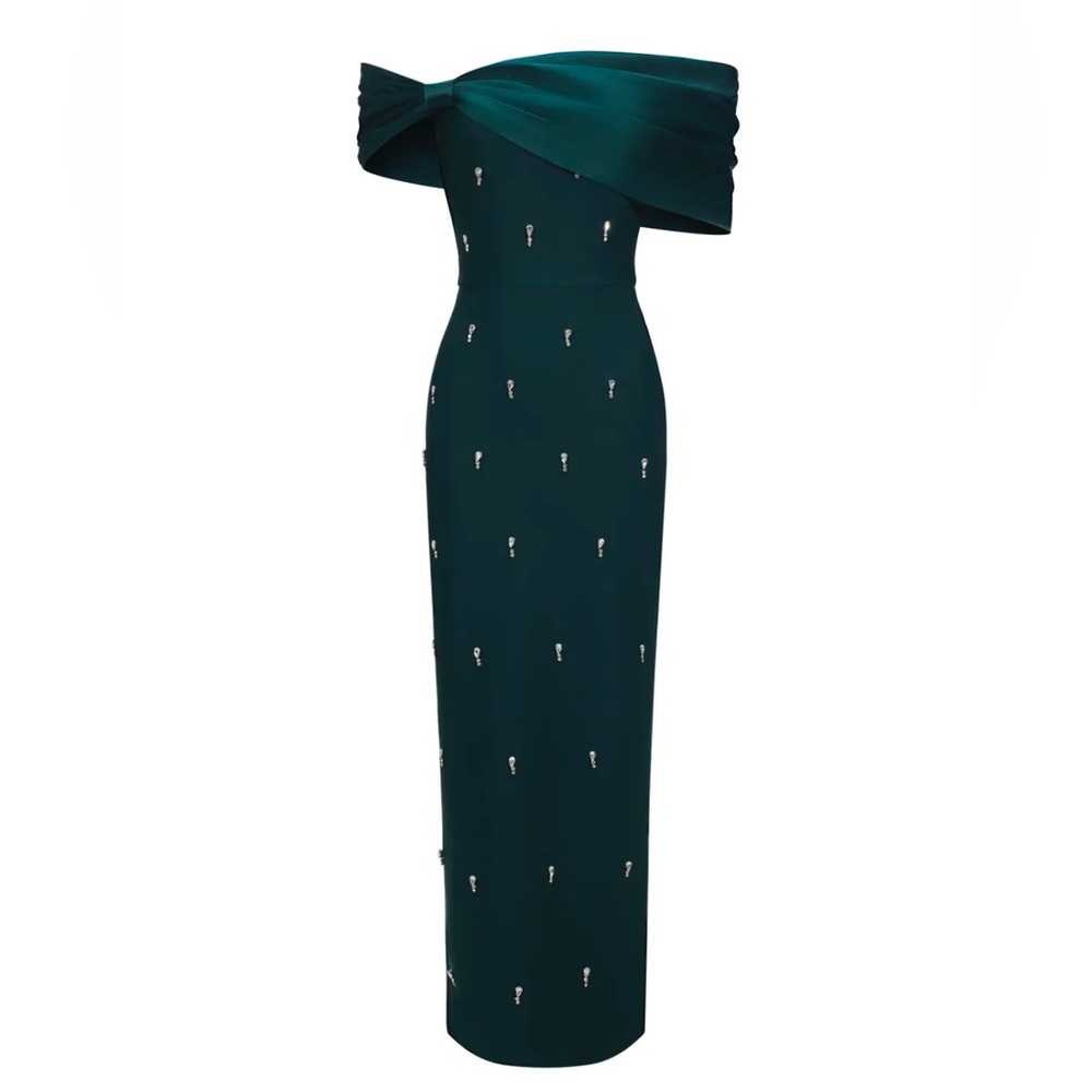Bella Barnett Off Shoulder Bow Bandage Dress, Green, Size XL, NWT